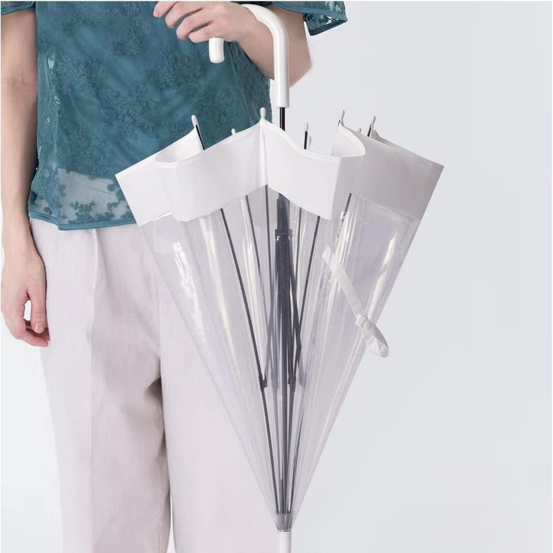 ThreeH Clear Bubble Umbrella Easy Grip Handle Sturdy Plastic Transparent