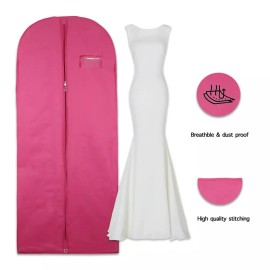 WECOVER 64" Clothes Cover Garment Bag Coat Dress Bags w/Handle & Snaps Color Pink 3 Pack