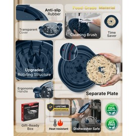 Chicken Shredder, 10.8" Visible Meat Shredders Tool Twist with Separate Plate, Large Chicken Shredder Machine - Ergonomic Handle, Dishwasher Safe, Anti-Slip, Heat Resistant, BPA Free, Pacific Blue