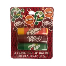 Taste Beauty 1 Set Taste Beauty Lip Balm 3pc Set Dr. Pepper, Orange Crush, 7-UP Soda Flavors