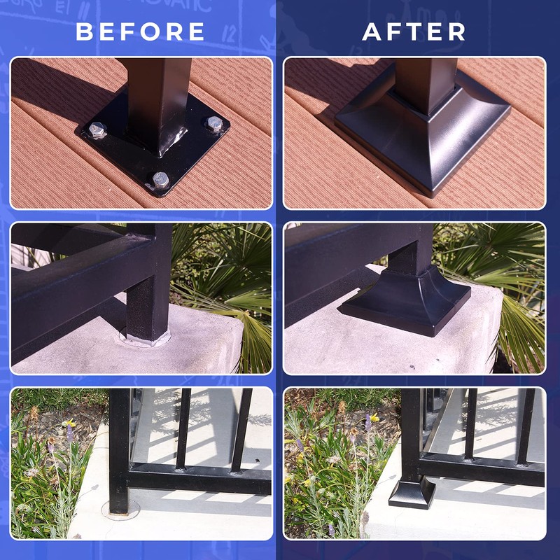 Deck Post Base Cover Durable, Snap-Together Shoe Base Instantly Transforms