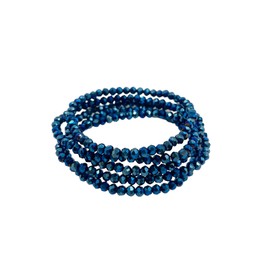 Yidaz 5 Pcs Glass Beaded Bracelets for Women Stackable Layering Stretch Bracelets Boho Bracelet Set(Dark Blue)