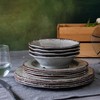 LEHAHA Farmhouse Melamine Dishes Dinnerware Set, 12 Piece Rustic Plates