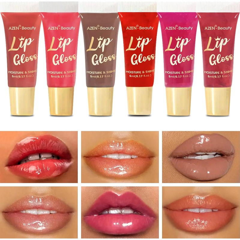 AZEN Set De 60 Brillos Labiales, Aceite Labial Con Color