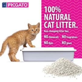 Progato Premium Natural Cat Litter, 100% Natural Diatomaceous Earth Non-Clumping Cat Litter, Odor Control, Lightweight, Chemical and Dye Free (4, Pounds)