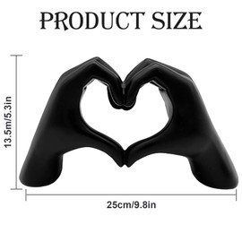 Heart Shape Hand Statue, Heart Hand Sculpture, Love Finger Statue, Heart Hands Statue, Gesture Statues and Sculptures, Romantic Statue, Home Decoration for Living Room, Room, Office, Black