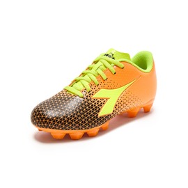 Diadora Cattura Youth Firm Ground Soccer Cleats, Little/Big Kid Sizing, Perfected for Natural and Artificial Playing Surfaces, Orange/Yellow/Black, 13 Little Kid