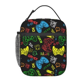 video game Pixel Game Style Dicewords Insulated Lunch Box For Women Man, Portable Lunch Bag Reusable Cooler Tote For Office Work Travel Picnic Camping Beach