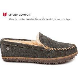 Minnetonka Sheepskin Terese Womens Slipper 6 BM US Charcoal