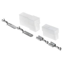 Kalitec KALI-2502B Fastin-Faston Set 2-Pin Plug Socket Housing Blade Connector Housing Plug-In Sleeve and Flat Connector I Car Plug for Automotive Industry, Mechanical Engineering I 28 A, 250 V AC/DC