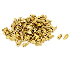 sourcingmap® M3 x 5mm+4mm Male to Female Thread Brass Hex Pillars Standoff Spacers 100PCS