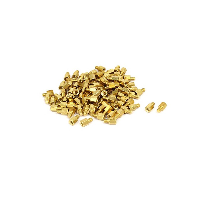 sourcingmap® M3 x 5mm+4mm Male to Female Thread Brass Hex