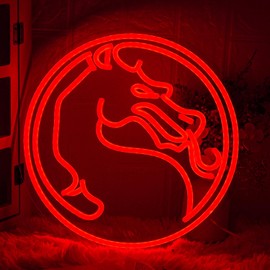 Dragon Neon Sign - Red Gamer Neon Light, Dimmable Fighting Game Sign for Wall Art, Boy's Game Room Decor