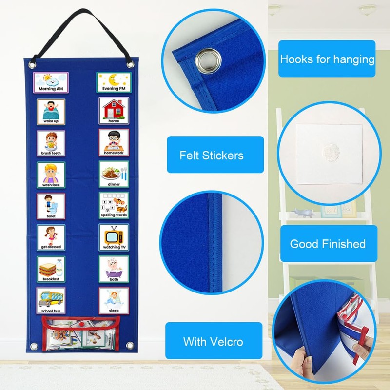 zalati Children's Calendar Chart Children's Visual Schedule Wall Daily Planner