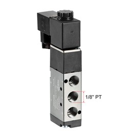 uxcell AC 24V 5 Way 2 Position 1/8 inches PT,Pneumatic Air Control Solenoid Valve,Internally Single Piloted Acting Type Red Light,4V110-06