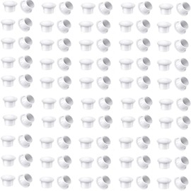 100pcs Plastic White Round Button Plugs Screw Cap, for Chair Cabinet Cupboard Shelf(Hole Plugs：10mm(3/8 Inch))
