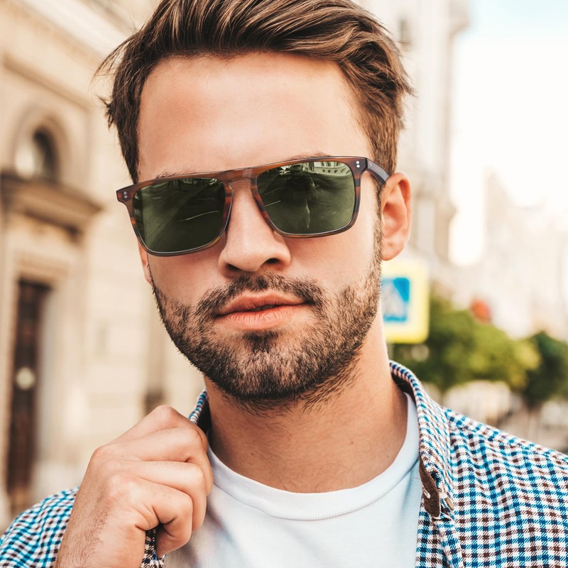 Polarized Sunglasses CARFIA Square For Men UV400 Protection Retro