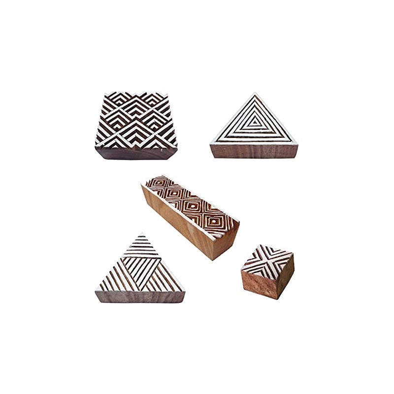 Royal Kraft Geometric Wooden Printing Stamps (Set of 5) -