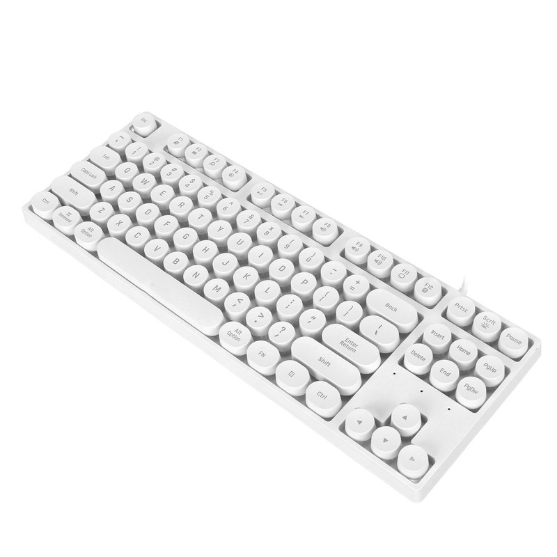 Gaming Keyboard USB Round 87 Keys Colorful Backlit Ergonomic Mechanical