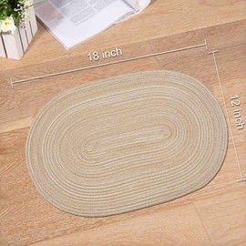 Noctiflorous Oval Braided Placemats Set of 8 Woven 12x18 Inch Non Slip Washable Heat Resistant Place Mats Round Tablemats for Dining Kitchen Party Daily Table Decor Dinner Mats (15 Coffee Brown, 8)