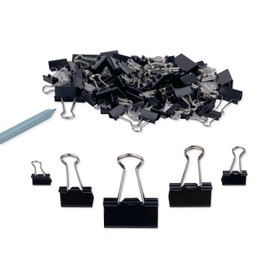 DSTELIN Binder Clips Paper Clamps Assorted Sizes 120 Count (Black), Large, Medium, Small, X Small and Micro, 5 Sizes in One Pack, Meet Your Different Using Needs.