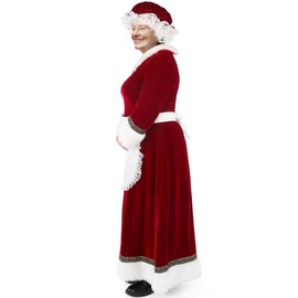 Boveco Mrs Claus Costume for Women 5 PCS Adult Velvet Miss Santa Dress Outfit Plus Size Suit for Christmas Xmas Holiday 2XL