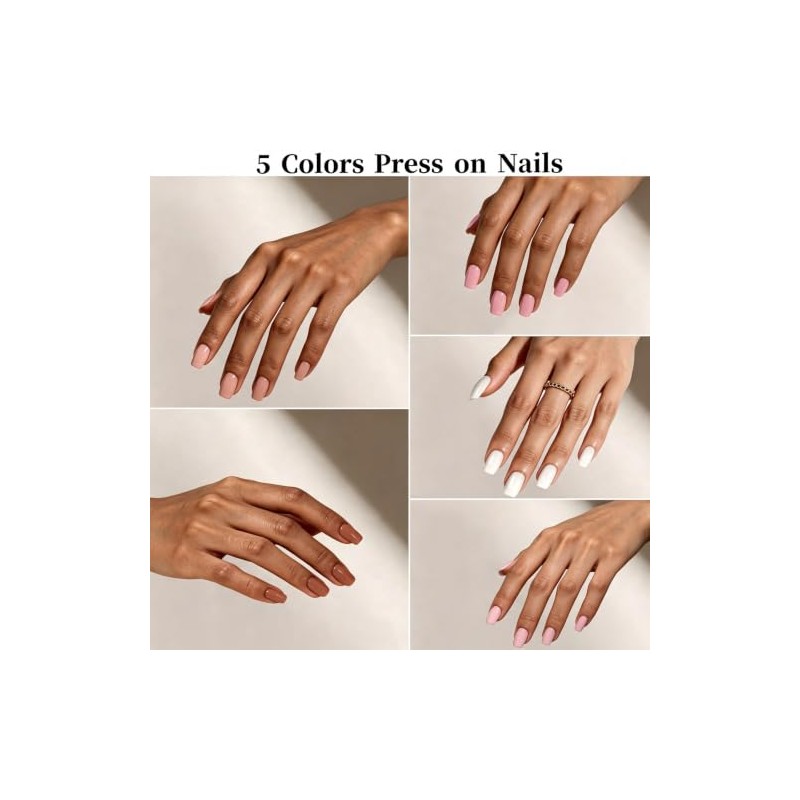 Dsixnails 150 uñas postizas nude, 5 tonos, uñas postizas cortas