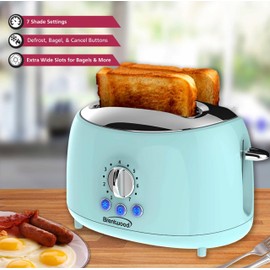 Brentwood Appliances Cool-Touch 2-Slice Retro Toaster with Extra-Wide Slots (Blue)