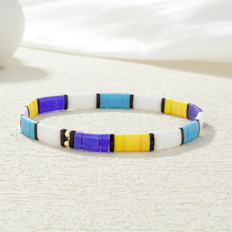 KELITCH Classic Link Bracelets Bangles Tila Beads Stretch Bracelets Summer