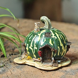 Top Collection Miniature Fairy Garden and Terrarium Green Gourd Fairy House Statue