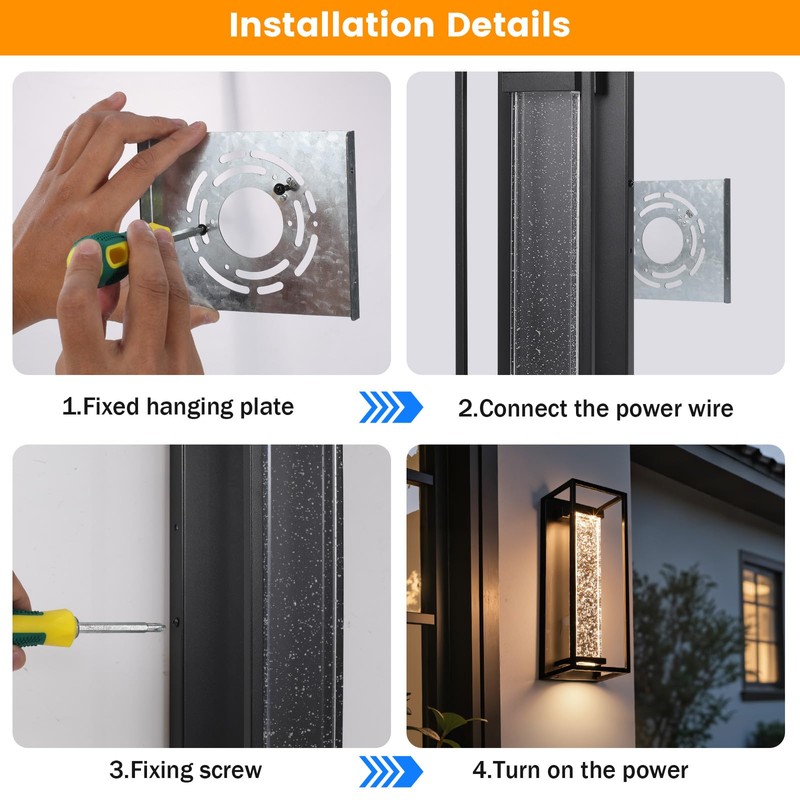 16 Inch Modern Outdoor Wall Sconce, Matte Black Waterproof Exterior