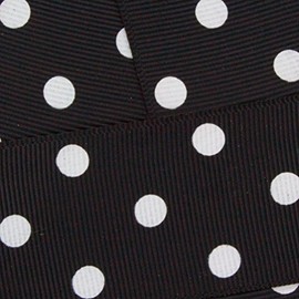 1.5" Grosgrain Ribbon White Dots 030 Black 25yd