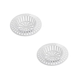 2 Pcs Plastic Sink Strainer Small 60mm White Plastic Replacement Kitchen Sink Strainer Waste Plugs Drain Filter Hair Stopper for Kitchen Bathroom Bathtub Shower (White, 60mm)