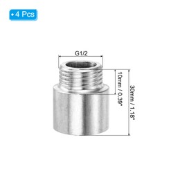 PATIKIL Shower Head Extension Arm, 4 Pack 201 Stainless Steel G1/2 Male to Female Thread 30mm Length Pipe Fitting Shower Head Extender