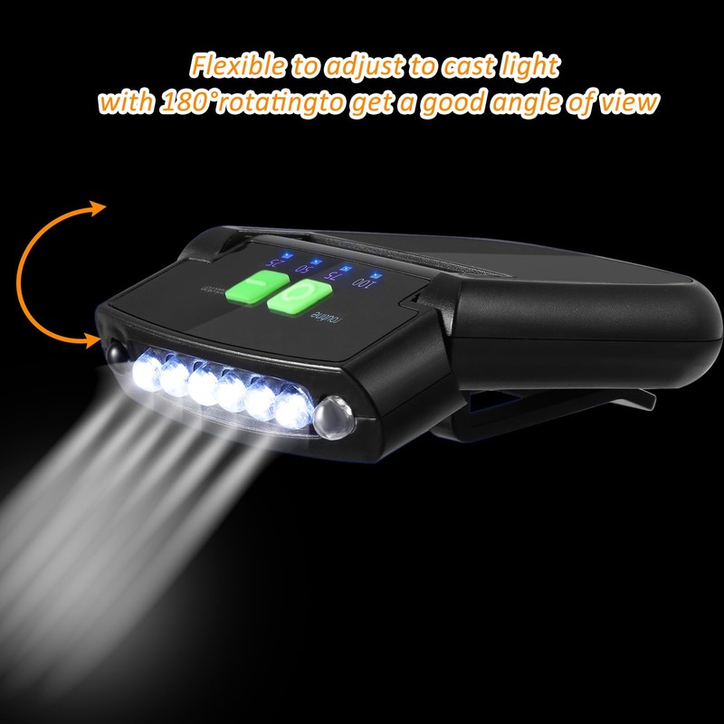 Mudder 4 Pieces LED Clip on Cap Lights USB Rechargeable