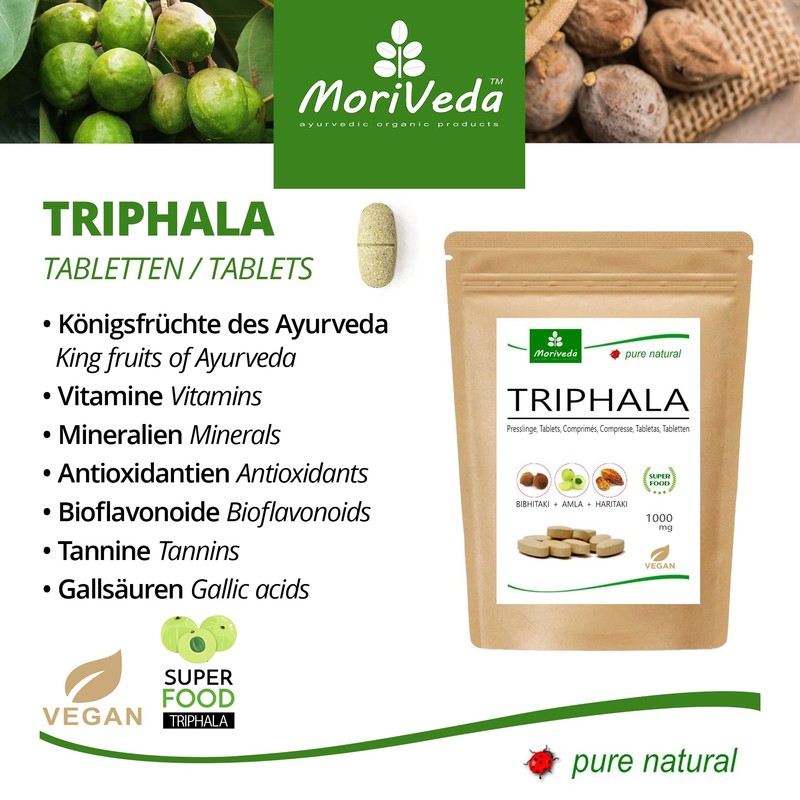 MoriVeda Triphala Pellets High Dose, 1000 mg Vegan, from Ayurveda