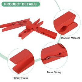 M METERXITY 30-Pack Colored Clothespins Wooden, 2.8 Inch/72mm Colorful Clothes Pins for Hanging Clothing/Crafts/Pictures, Wooden Clothespins [Red]