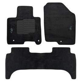 ecoMats Carpet Floor Mats for 2022 2023 2024 2025 Hyundai Santa Cruz, with Driver Heel Pad and Safety Locks, Front and Rear Set, Black