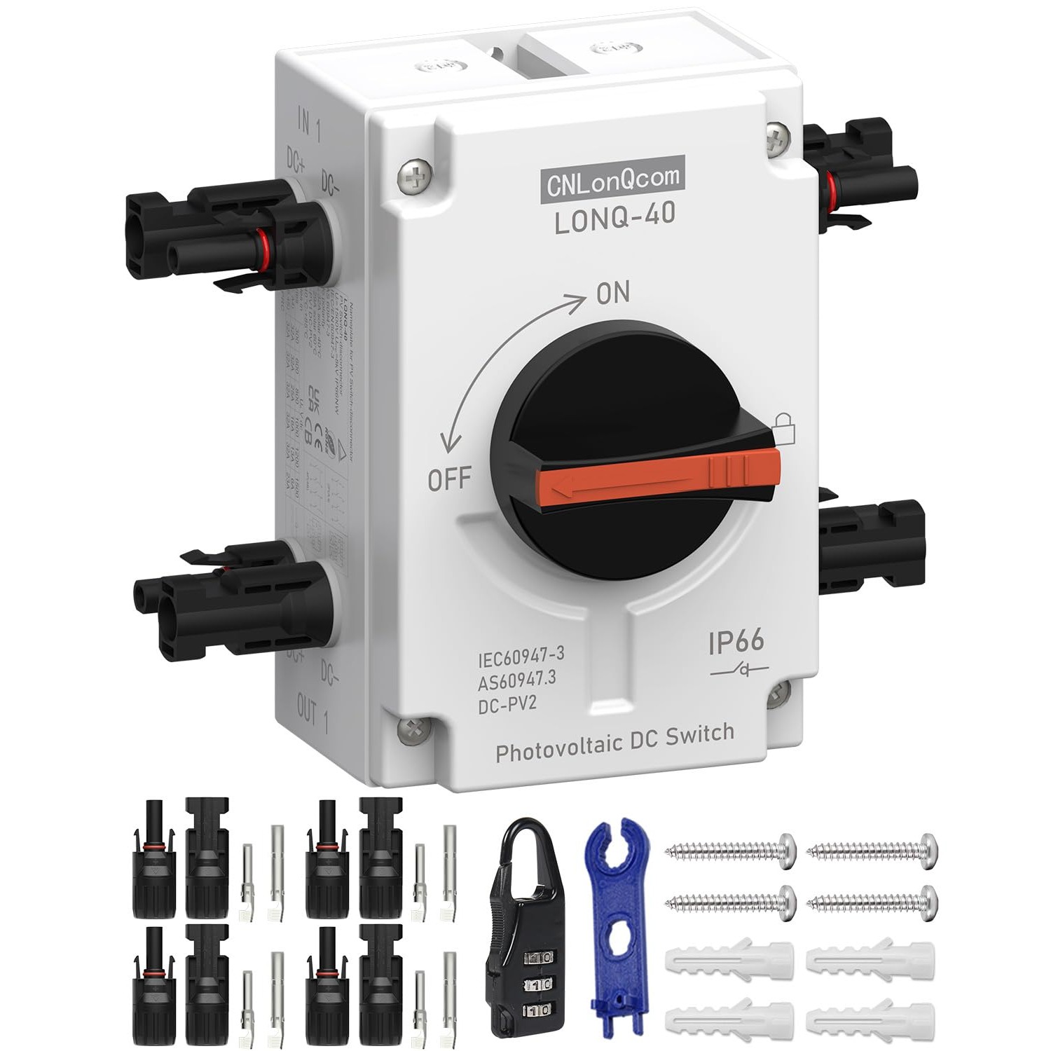 CNLonQcom Solar Isolator Disconnect Switch 2 String 32A 1200V DC with ...
