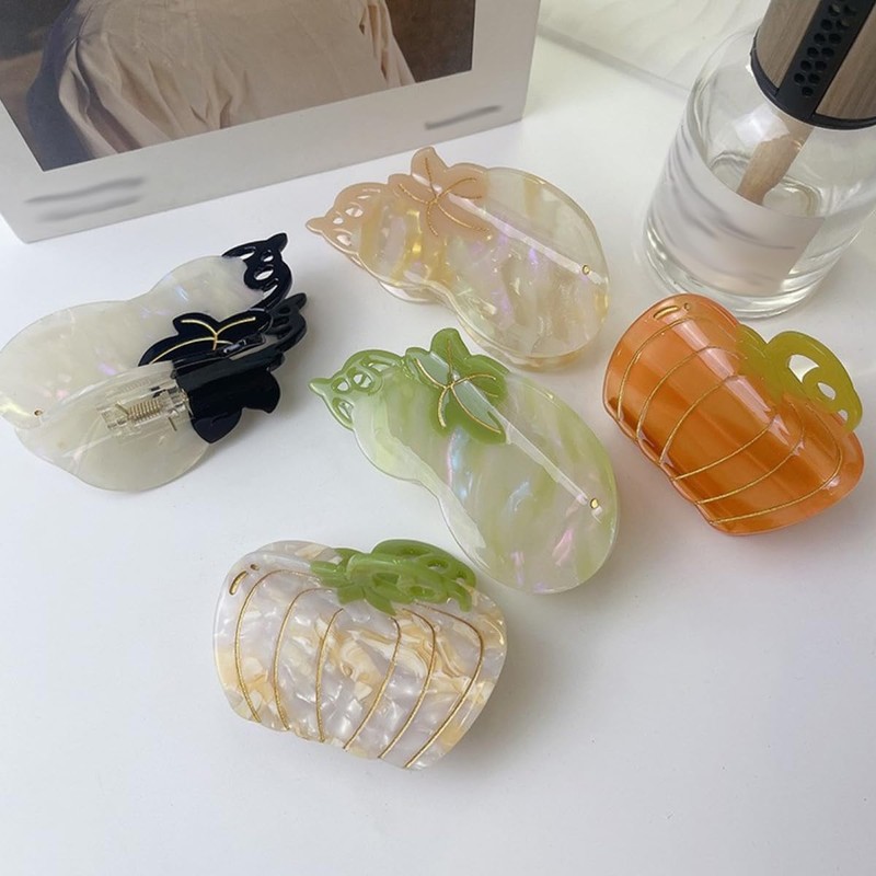 Pumpkin Hair Clips,Cellulose Acetate Hair Clips,Small Claw Clips for Girl,Hair