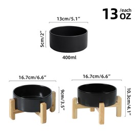 Havniva - Juego de cuencos elevados de cerámica ajustable para perros y gatos, soporte elevado de 2 alturas, tazón de comida y agua para cachorros, gatos, gatitos, platos con peso, cuencos para