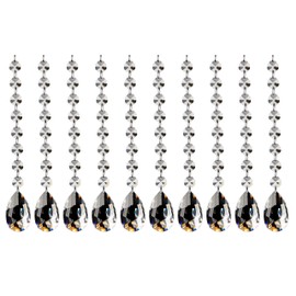 Fushing 10Pcs 1ft Teardrop Crystal Strands, Hanging Crystal Beads Chain Garland, Crystal Chandelier Pendants Parts Glass Beads