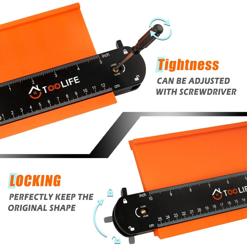 TOOLIFE Connectable Contour Gauge, Gifts for him Men Husband Dad,Woodworking