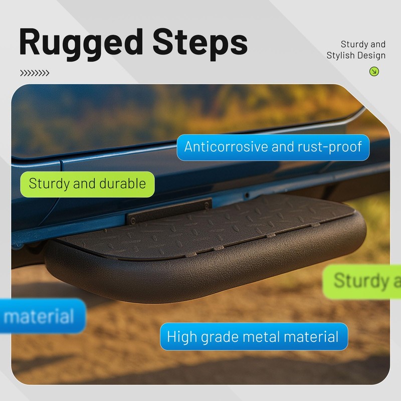 JMTAAT Rugged Side Steps Compatible with 2007-2018 Jeep Wrangler JK