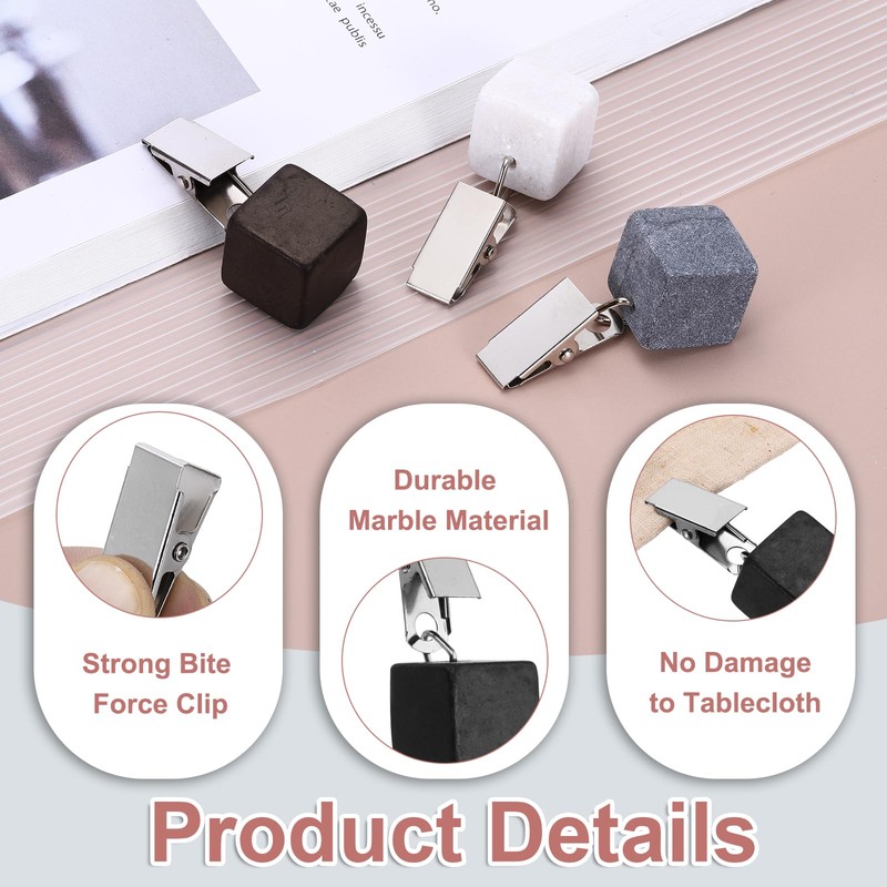 sourcing map 8Pcs Tablecloth Weights, Marble Tablecloth Pendant with Metal