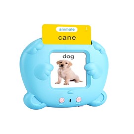 Dokkita Sprechende Flash-Karten, Lernspielzeug, Standard Italienisch-112 Blätter 224 Wörter, Vorschule Geschenk Spielzeug für Mädchen Jungen (Blau)