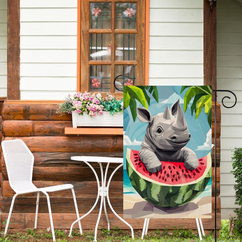 isegMind Hello Summer Watermelon Garden Flags for Outside 12x18 In