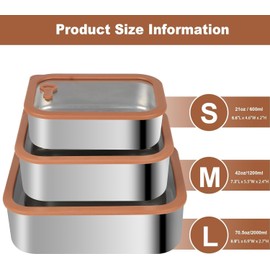 FANGOOLSS Premium 304 Stainless Steel Food Containers Set - Leakproof Tempered Glass Lids for Meal Prep, Ideal for Kitchen, Camping & Office Use