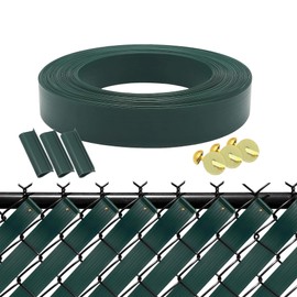 XKMT- Green View Blocking Privacy Tape Weave w/bracket and Gold Fastener For Chain Link Fence 75m/250 ft Roll UV Resistant [P/N: ET-HOME014+15+16-GREEN]