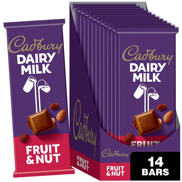 CADBURY DAIRY MILK Fruit & Nut Milk Chocolate Candy Bars, 3.5 oz (14 Count)